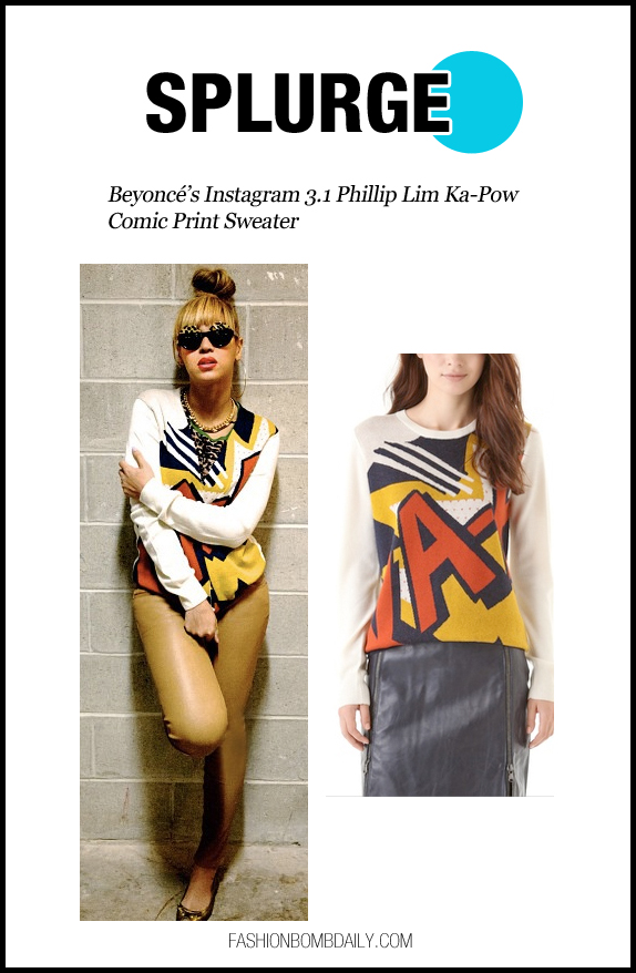 Splurge-111312-Beyoncé’s-Instagram-3.1-Phillip-Lim-Ka-Pow-Comic-Print-Sweater-