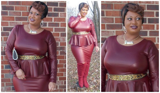 Burgundy Peplum Dress Collage