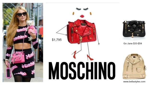 Paris Hilton in Moschino Biker Bag Collage